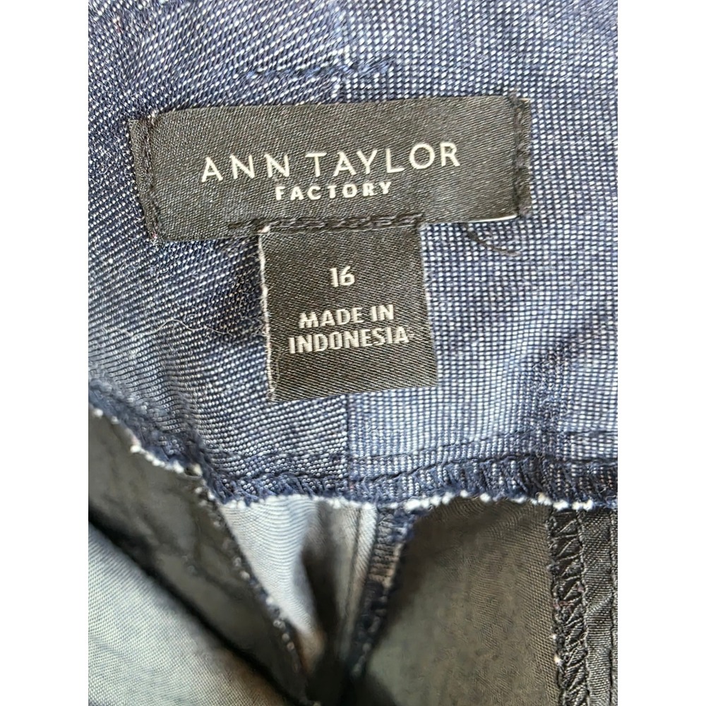 Ann Taylor Factory Navy Blue Chambray Cotton Stretch Shorts Womens‎ 16 583416 - Picture 3 of 8